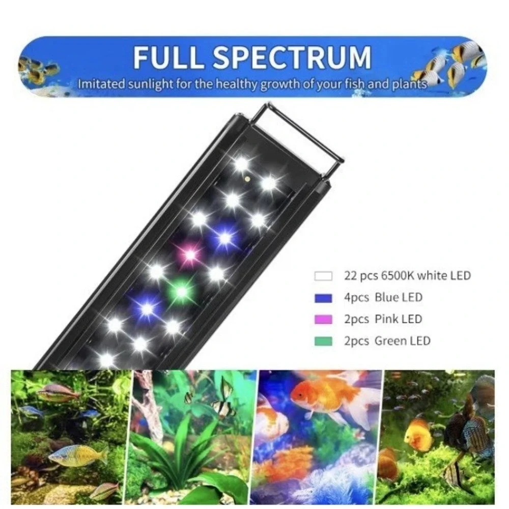 AQUANEAT LED Aquarium Light Full Spectrum 12 Inch Fish Tank Light Fresh Water